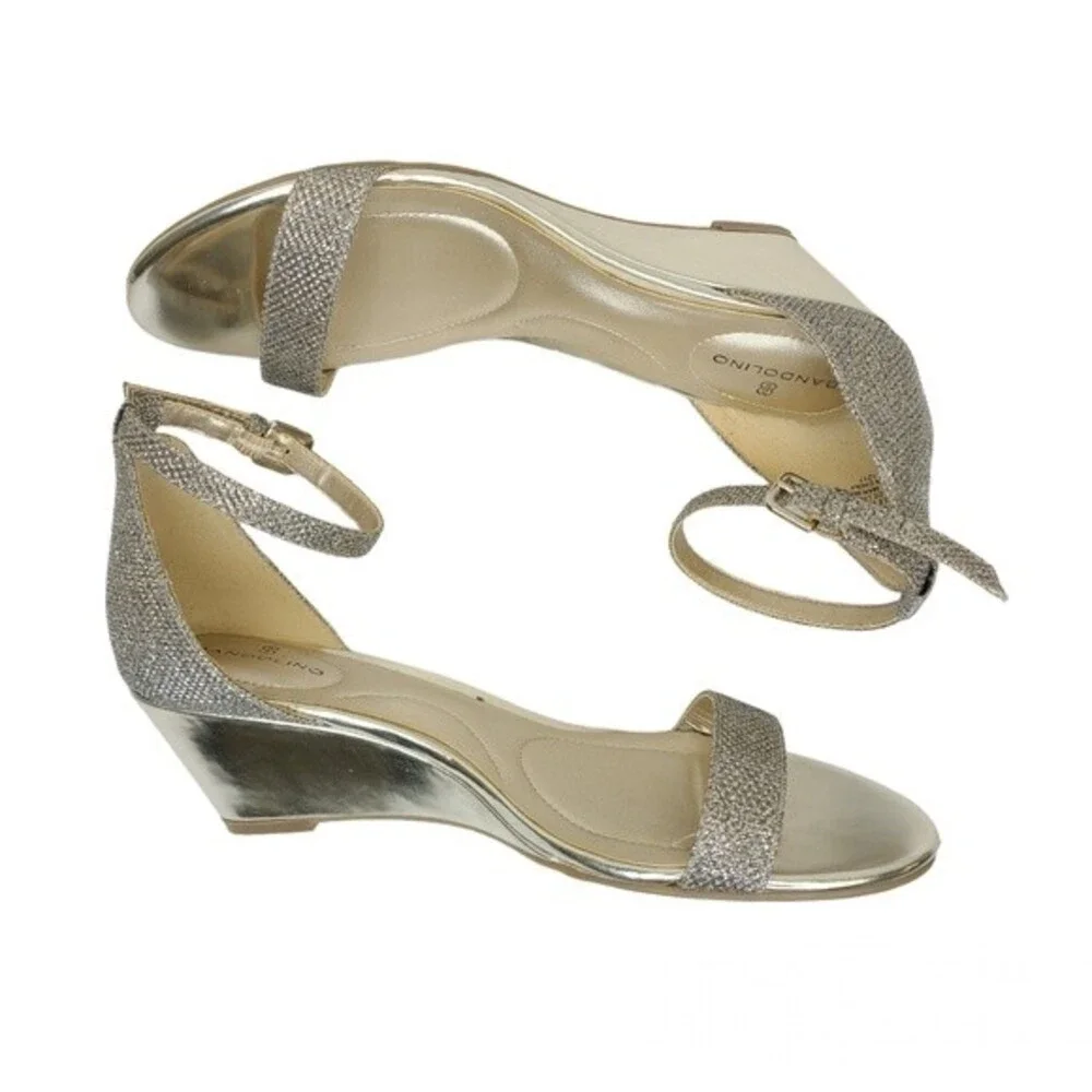 Bandolino Omira Silver Gold Wedges 6.5
